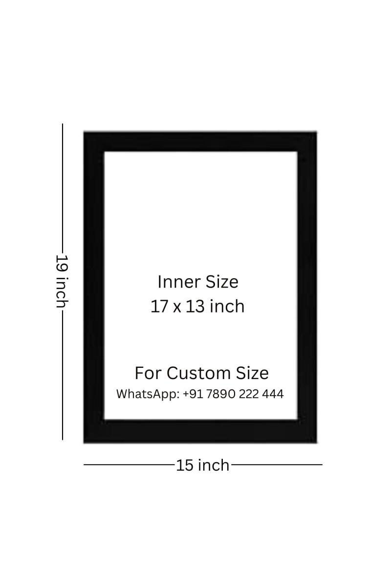 The cat is watching snow Photo Frame Funny Animal and Bird Cartoon Art, Black color, 15x19 Inch