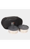 Steel Lunch Box - 2 Cotainers with 1 Bag 10 X 4.5 cm (Container),1Bag, 2 Containers
