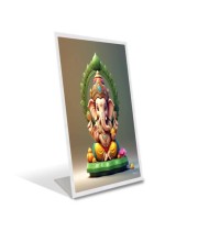 Car Desk/Table Top Ganupati Bappa Acrylic L-Style Photo Stand - 2.5x3.5 Inches, Compact And Stylish Spiritual Display (F6654)