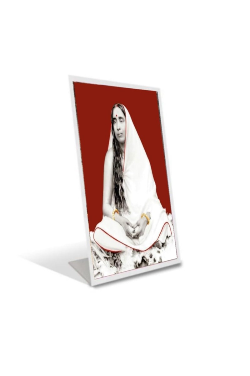 Car Desk/Table Top Shree Sarada Maa Acrylic L-Style Photo Stand - 2.5x3.5 Inches, Compact And Stylish Spiritual Display (F6697)