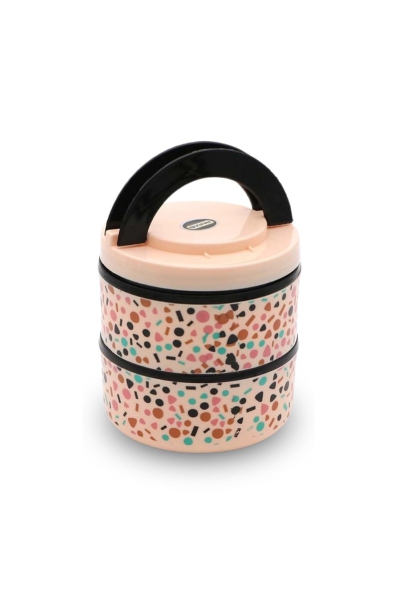 HiTechMart Stylish 2-Tier Lunch Box with Handle | Insulated, Leak-Proof Food Storage Container | BPA-Free, Portable Tiffin for Office, School, or Travel (Multicolor 1)