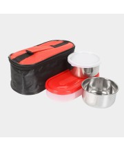 Hitech Sales 300ml Plastic & Steel Lunch Box – Black Leakproof Tiffin Box for Office & School
