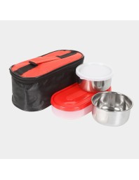 Hitech Sales 300ml Plastic & Steel Lunch Box – Black Leakproof Tiffin Box for Office & School