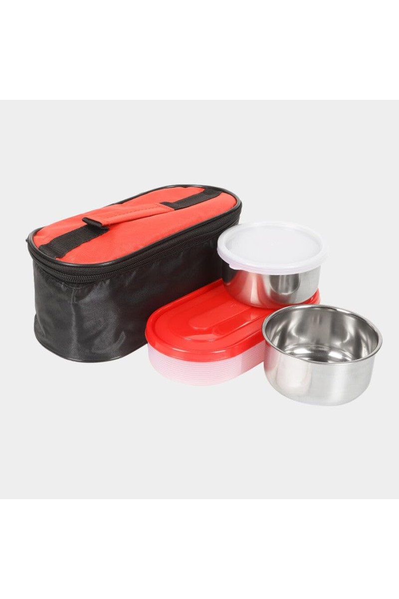 Hitech Sales 300ml Plastic & Steel Lunch Box – Black Leakproof Tiffin Box for Office & School