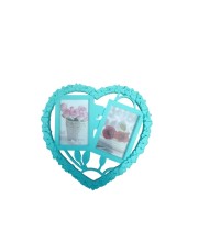 Heart Shaped Wall Hanging Photo Frame for 2 Pictures – Decorative Love Heart Collage Frame – Plastic Dual Photo Display for Bedroom, Living Room & Anniversary Gift (Light Green) (Light Green)