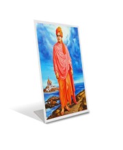 Car Desk/Table Top Swami Vivekananda Acrylic L-Style Photo Stand - 2.5x3.5 Inches, Compact And Stylish Spiritual Display (F6699)