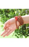 Handmade Rudraksha Mala 108 Beads – Puja, Chanting, Meditation Rosary (14.5inch/37.5cm) (Small)