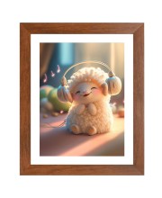 AI Funny cute sheep Art Picture for Kids - 10x14 inches, Brown Color - Perfect Wall Decor for Children's Room