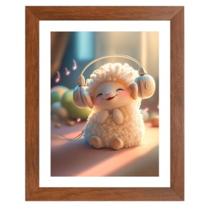 AI Funny cute sheep Art Picture for Kids - 14x18 inches, Brown Color - Perfect Wall Decor for Children's Room