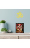 Hitech Sales Goddess Durga Mata Polystyrene Photo Frame for Pooja Room, Temple Decor, Home Decoration and Gifting (Wall and Tabletop, Rectangular, Printed Photo, 7.12 x 9.12 inches Frame, Black)