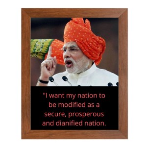 Narendra Modi & Famous Quote Brown Frame, 16x20InchesInspirational Wall Art for Office, Home DecorIdeal Spiritual Gift
