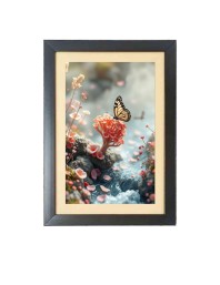 The beautiful butterfly Photo Frame Funny Animal and Bird Cartoon Art, Black color, 15x19 Inch