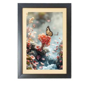 The beautiful butterfly Photo Frame Funny Animal and Bird Cartoon Art, Black color, 15x19 Inch