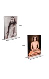 Sri Sri Yogananda & Mahavatar Babaji Acrylic T-Style Photo Stand, Compact and Stylish Spiritual Display, easily change 2 photos (Pack of 1)