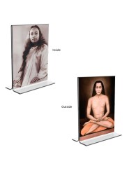 Sri Sri Yogananda & Mahavatar Babaji Acrylic T-Style Photo Stand - 5x7 Inches, Compact and Stylish Spiritual Display, easily change 2 photos (Pack of 1)