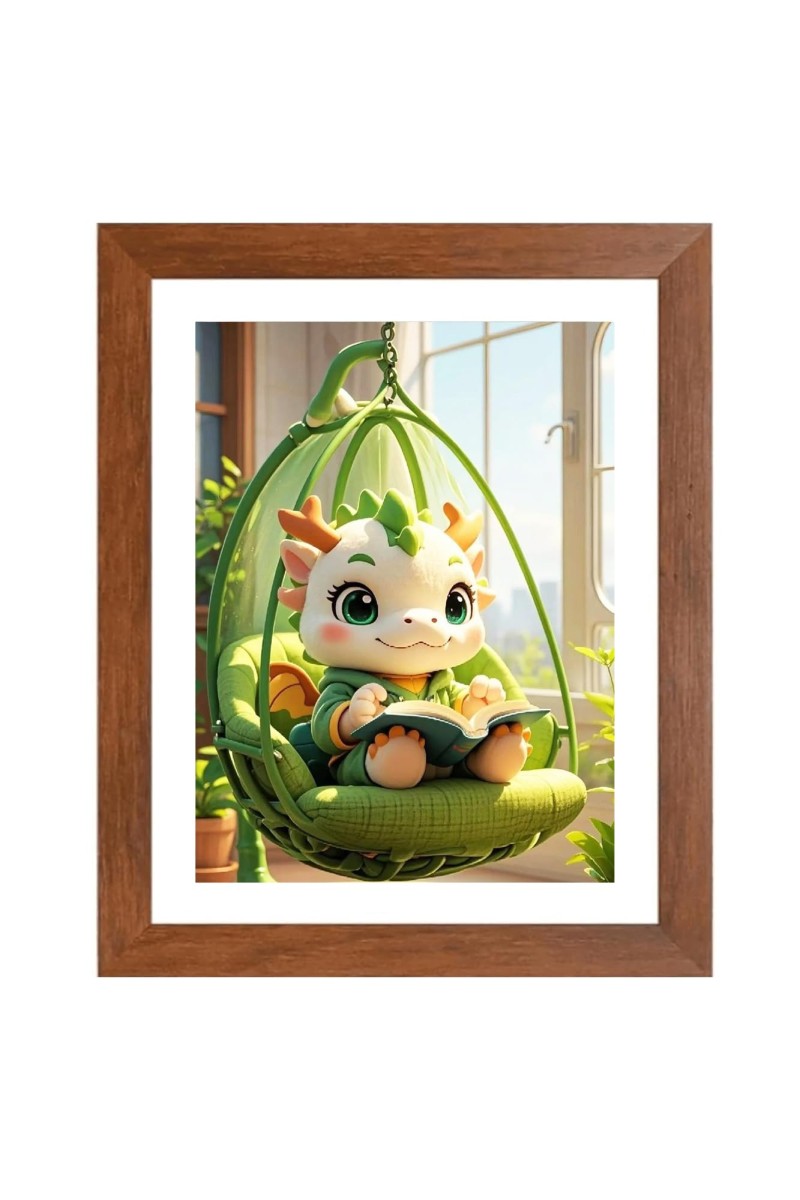 AI Funny Cute Cartoon Art Picture for Kids - 10x14 inches, Brown Color - Perfect Wall Decor for Children's Room