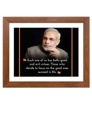 Narendra Modi & His Famous Quote Photo Frame - Brown Frame, Perfect for Office & Wall Decoration, Ideal Gift