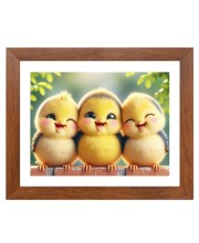 AI Funny Cute Birds Art Picture for Kids - 10x14 inches, Brown Color - Perfect Wall Decor for Children's Room