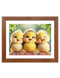AI Funny Cute Birds Art Picture for Kids - 18x22 inches, Brown Color - Perfect Wall Decor for Children's Room