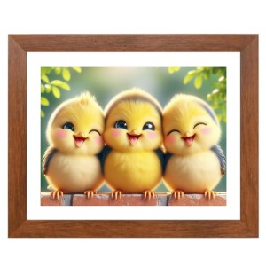 AI Funny Cute Birds Art Picture for Kids - 10x14 inches, Brown Color - Perfect Wall Decor for Children's Room
