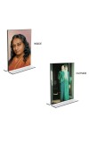 Car Desk/Table Top Paramahansa Yogananda & Osho Acrylic T-Style Photo Stand - 2.5x3.5 Inches, Compact and Stylish Spiritual Display, easily change 2 photos (Pack of 1)