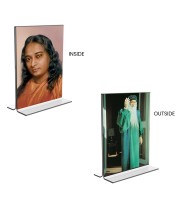 Car Desk/Table Top Paramahansa Yogananda & Osho Acrylic T-Style Photo Stand - 2.5x3.5 Inches, Compact and Stylish Spiritual Display, easily change 2 photos (Pack of 1)