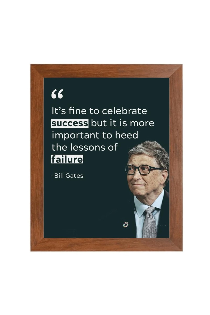 Bill Gates & Famous Quote Brown Frame, 12x16InchesInspirational Wall Art for Office, Home DecorIdeal Spiritual Gift