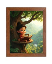 AI Funny Cut Boy Art Picture for Kids - 10x14 inches, Brown Color - Perfect Wall Decor for Children's Room