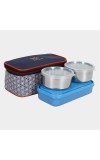 Steel Lunch Box - 2 Bowls,1Container 1Bag Bowl: 10 X 5 cm, Box: 20 X 10 X 4.5 cm, 2 Steel Bowl,1 Container,1 Bag
