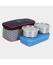 Steel Lunch Box - 2 Bowls,1Container 1Bag Bowl: 10 X 5 cm, Box: 20 X 10 X 4.5 cm, 2 Steel Bowl,1 Container,1 Bag