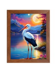 AI Funny Stork Art Picture for Kids - 18x22 inches, Brown Color - Perfect Wall Decor for Children's Room