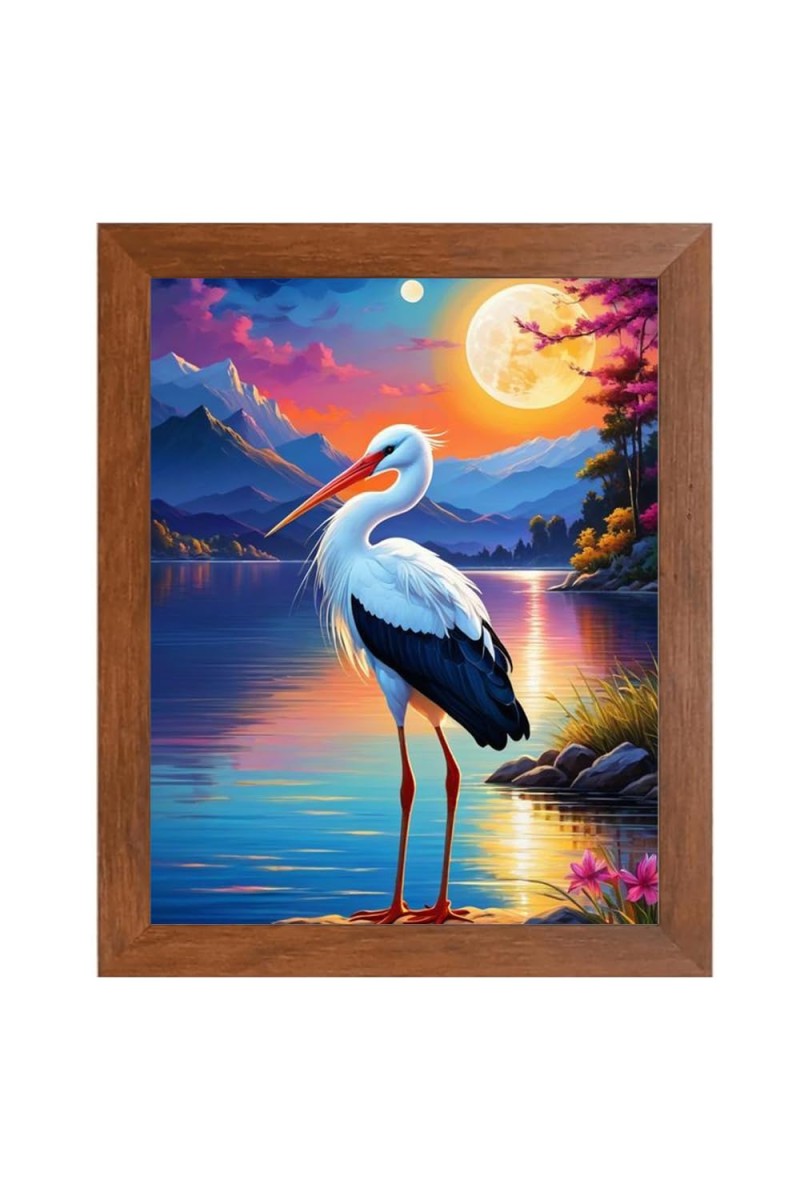 AI Funny Stork Art Picture for Kids - 14x18 inches, Brown Color - Perfect Wall Decor for Children's Room