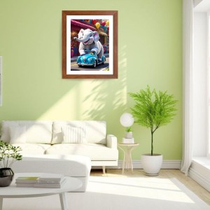 AI Funny Elephant Art Picture for Kids - 16x20 inches, Brown Color - Perfect Wall Decor for Children's Room