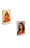 Car Desk/Table Top Sri Sri Paramahansa Yogananda Acrylic T-Style Photo Stand - 2.5x3.5 Inches, Compact and Stylish Spiritual Display, easily change 2 photos (Pack of 1)