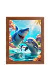 AI Funny Dolphin Fish Art Picture for Kids - 16x20 inches, Brown Color - Perfect Wall Decor for Children's Room
