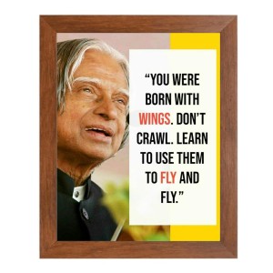 A P J Abdul Kalam & Famous Quote Brown Frame, 10x14InchesInspirational Wall Art for Office, Home DecorIdeal Spiritual Gift
