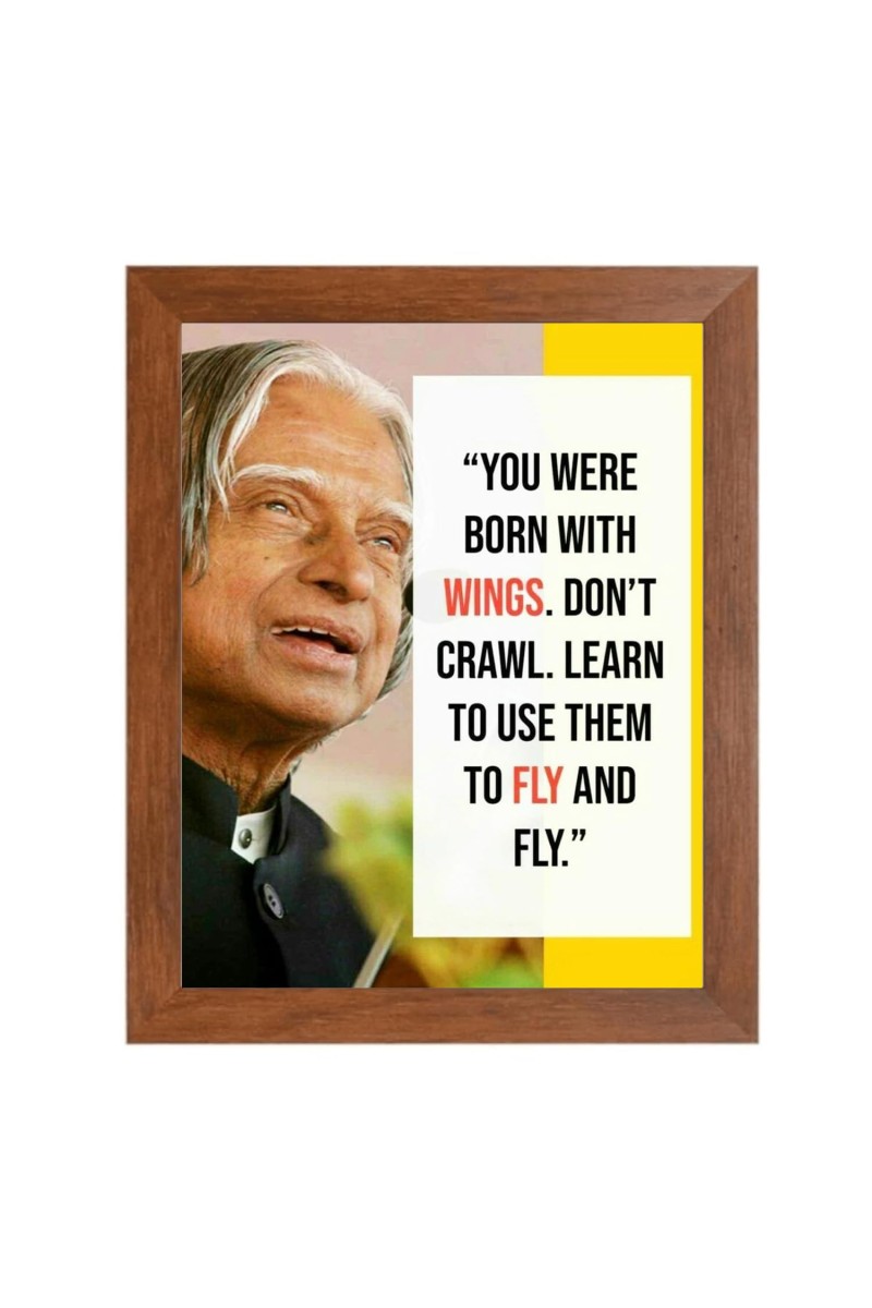 A P J Abdul Kalam & Famous Quote Brown Frame, 10x14InchesInspirational Wall Art for Office, Home DecorIdeal Spiritual Gift