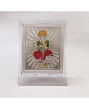 999 Silver Ganesh Photo Frame Stand, 13 cm X 17 cm