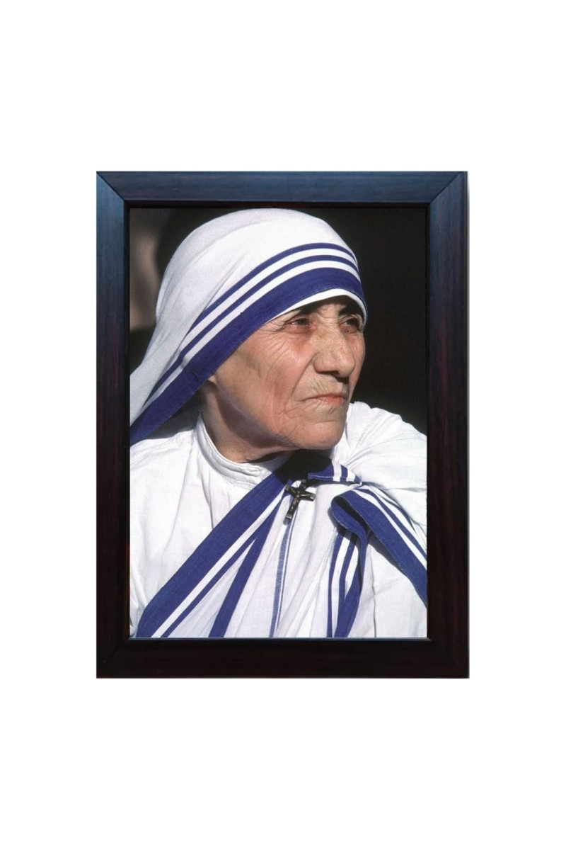 Hitech Mother Teresa Laminated photo frame for table, Study & living room, gifts (Pvc Frame and Front face - Glass, 8 x 6 inch)