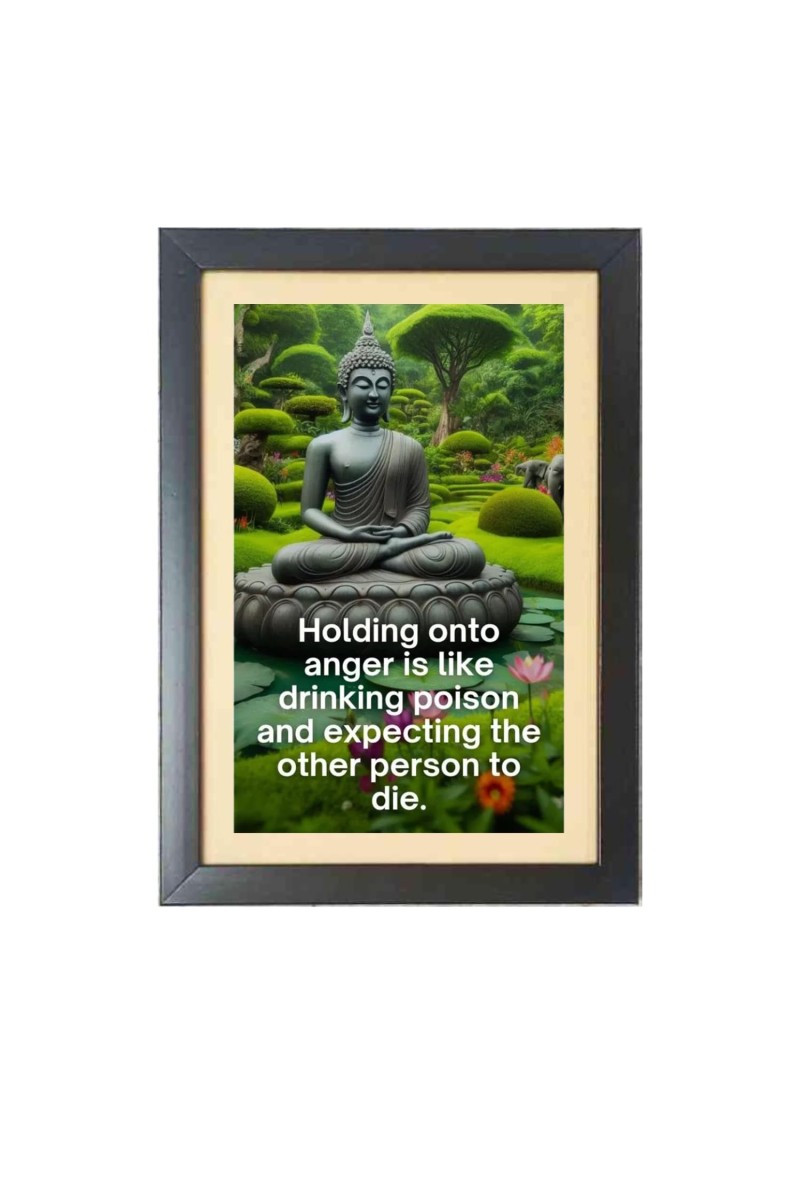 Buddha & His Famous Quote Photo Frame - Brown Frame, 11x15 Inches, Perfect for Office & Wall Decoration, Ideal Gift