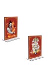 Car Desk/Table Top Sri Ram & cHanuman Acrylic T-Style Photo Stand - 2.5x3.5 Inches, Compact and Stylish Spiritual Display, easily change 2 photos (Pack of 1)