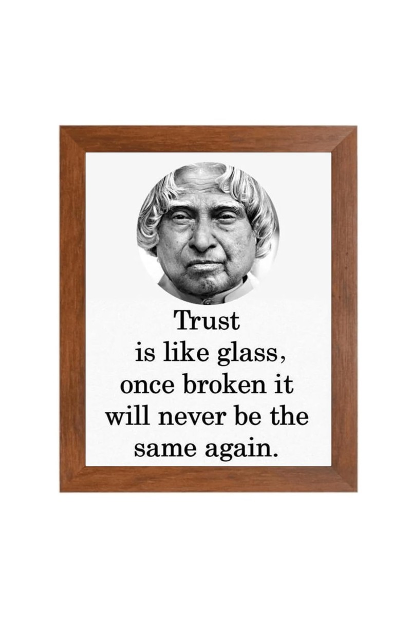 A P J Abdul Kalam & Famous Quote Brown Frame, 10x14InchesInspirational Wall Art for Office, Home DecorIdeal Spiritual Gift