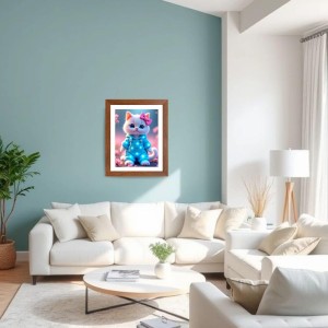 AI Funny Cute Kitty Cat Art Picture for Kids - 12x16 inches, Brown Color - Perfect Wall Decor for Children's Room