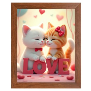 AI Funny Cute Cat Art Picture for Kids - 10x14 inches, Brown Color - Perfect Wall Decor for Children's Room