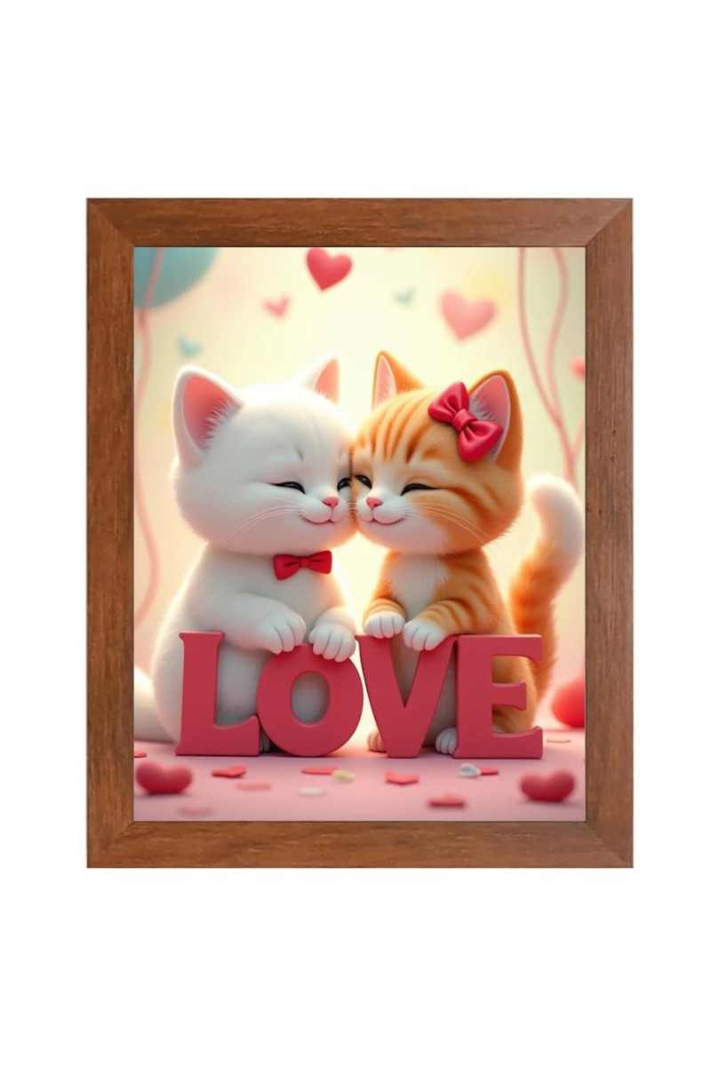 AI Funny Cute Cat Art Picture for Kids - 10x14 inches, Brown Color - Perfect Wall Decor for Children's Room