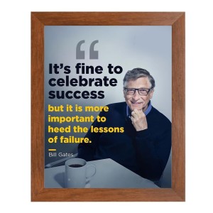 Bill Gates & Famous Quote Brown Frame, 14x18InchesInspirational Wall Art for Office, Home DecorIdeal Spiritual Gift