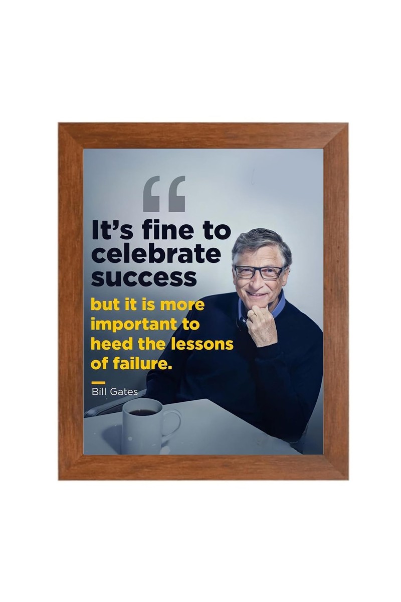 Bill Gates & Famous Quote Brown Frame, 12x16InchesInspirational Wall Art for Office, Home DecorIdeal Spiritual Gift