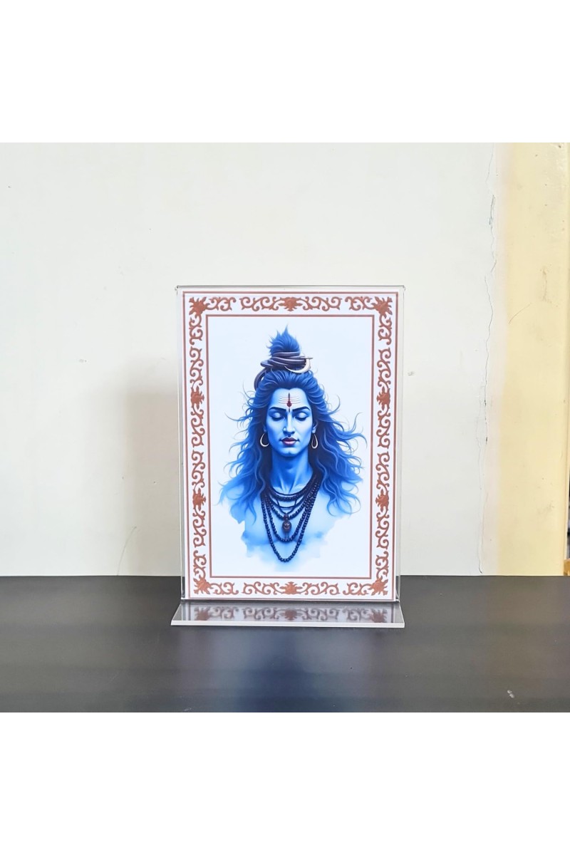 HiTechMart Lord Shiv Acrylic Photo Frame, Hindu God Idol Picture for Home, Office and Mandir, Decorative Frame for Pooja and Gifting