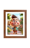 AI Funny Cute Boy Art Picture for Kids - 18x22 inches, Brown Color - Perfect Wall Decor for Children's Room