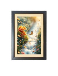 The beautiful butterfly is flying Black Photo Frame Funny Animal and Bird Cartoon Art